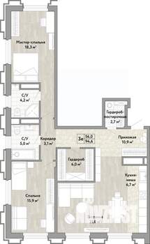 3-к квартира, вторичка, 95м2, 13/21 этаж