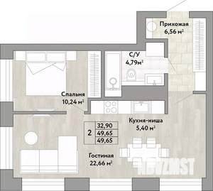 2-к квартира, вторичка, 50м2, 13/22 этаж