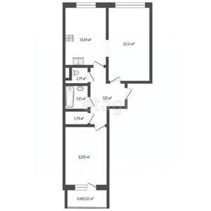 2-к квартира, вторичка, 59м2, 8/10 этаж