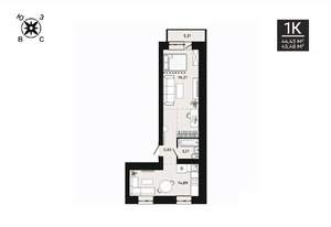 1-к квартира, вторичка, 45м2, 2/8 этаж