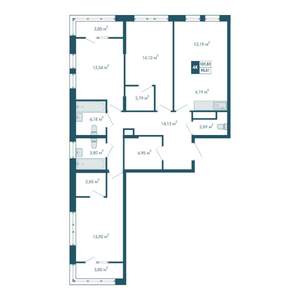 4-к квартира, строящийся дом, 102м2, 6/15 этаж