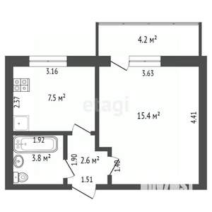 1-к квартира, вторичка, 31м2, 9/12 этаж