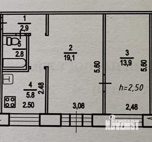 2-к квартира, вторичка, 45м2, 5/5 этаж