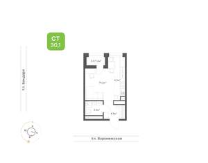 1-к квартира, вторичка, 30м2, 7/20 этаж