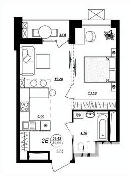 2-к квартира, строящийся дом, 41м2, 1/17 этаж