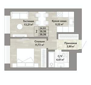 2-к квартира, вторичка, 39м2, 3/22 этаж