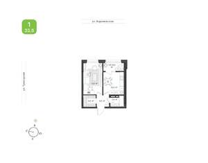 1-к квартира, вторичка, 34м2, 3/9 этаж