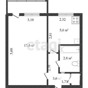 1-к квартира, вторичка, 32м2, 4/5 этаж