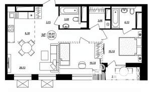 3-к квартира, строящийся дом, 62м2, 5/17 этаж