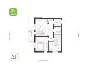 2-к квартира, вторичка, 63м2, 2/24 этаж