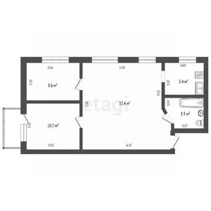 3-к квартира, вторичка, 62м2, 5/5 этаж