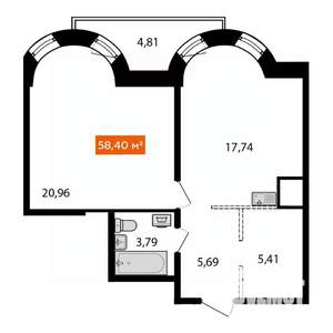 1-к квартира, вторичка, 55м2, 24/25 этаж