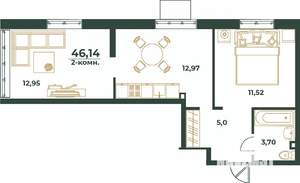 2-к квартира, вторичка, 46м2, 21/24 этаж