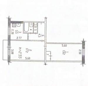 2-к квартира, вторичка, 44м2, 3/5 этаж