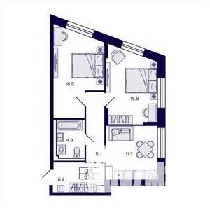 2-к квартира, строящийся дом, 61м2, 11/30 этаж