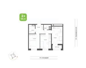 2-к квартира, вторичка, 59м2, 8/9 этаж