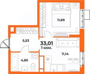 1-к квартира, вторичка, 33м2, 5/10 этаж