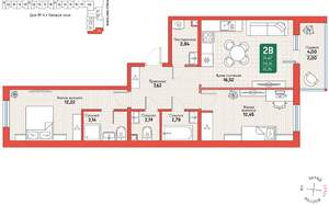 2-к квартира, вторичка, 62м2, 8/12 этаж