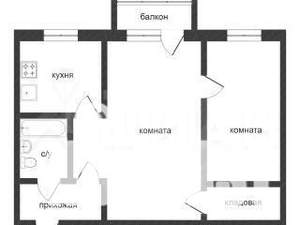 2-к квартира, вторичка, 49м2, 1/6 этаж