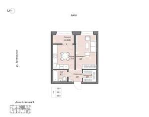 1-к квартира, вторичка, 34м2, 1/9 этаж