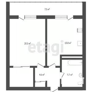 1-к квартира, вторичка, 50м2, 14/25 этаж