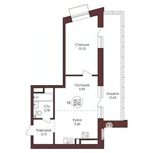 1-к квартира, вторичка, 47м2, 16/23 этаж