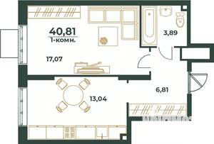 1-к квартира, вторичка, 41м2, 21/24 этаж