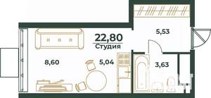 Студия квартира, вторичка, 23м2, 20/24 этаж