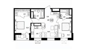 3-к квартира, строящийся дом, 63м2, 3/17 этаж