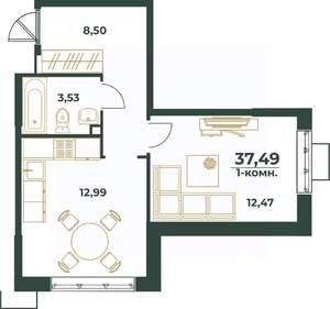 1-к квартира, вторичка, 37м2, 1/24 этаж