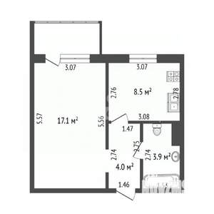 1-к квартира, вторичка, 34м2, 3/10 этаж