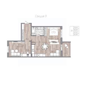 2-к квартира, строящийся дом, 63м2, 6/6 этаж