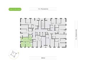2-к квартира, вторичка, 58м2, 21/23 этаж