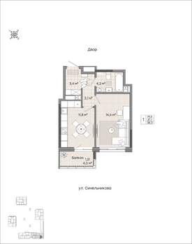 1-к квартира, вторичка, 38м2, 4/7 этаж