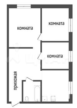 3-к квартира, вторичка, 51м2, 1/5 этаж