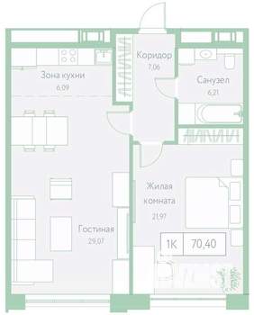 1-к квартира, вторичка, 70м2, 5/20 этаж