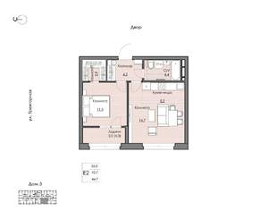 1-к квартира, вторичка, 45м2, 14/20 этаж