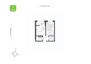 1-к квартира, вторичка, 34м2, 3/16 этаж