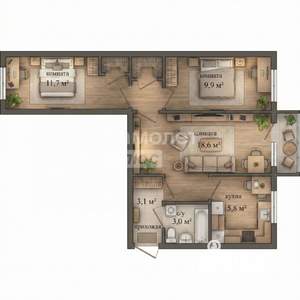 3-к квартира, вторичка, 55м2, 4/5 этаж