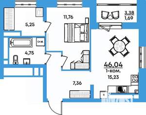 2-к квартира, вторичка, 46м2, 16/17 этаж