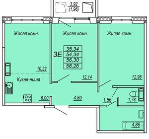 3-к квартира, вторичка, 56м2, 3/10 этаж