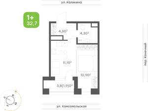 1-к квартира, вторичка, 33м2, 3/24 этаж