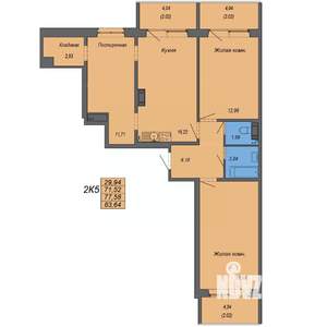 2-к квартира, строящийся дом, 84м2, 9/10 этаж