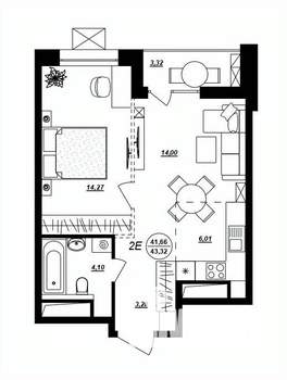 2-к квартира, вторичка, 43м2, 5/17 этаж