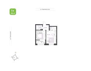 1-к квартира, вторичка, 37м2, 9/9 этаж