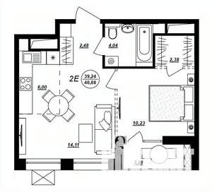 2-к квартира, строящийся дом, 41м2, 7/17 этаж