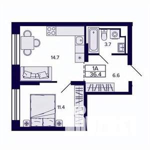1-к квартира, вторичка, 36м2, 7/30 этаж