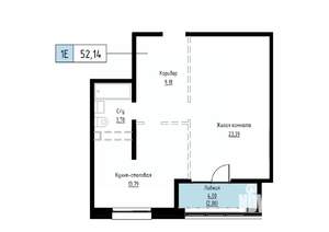 1-к квартира, вторичка, 52м2, 12/17 этаж
