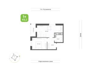 1-к квартира, вторичка, 43м2, 15/16 этаж