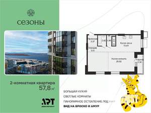 2-к квартира, вторичка, 59м2, 12/15 этаж